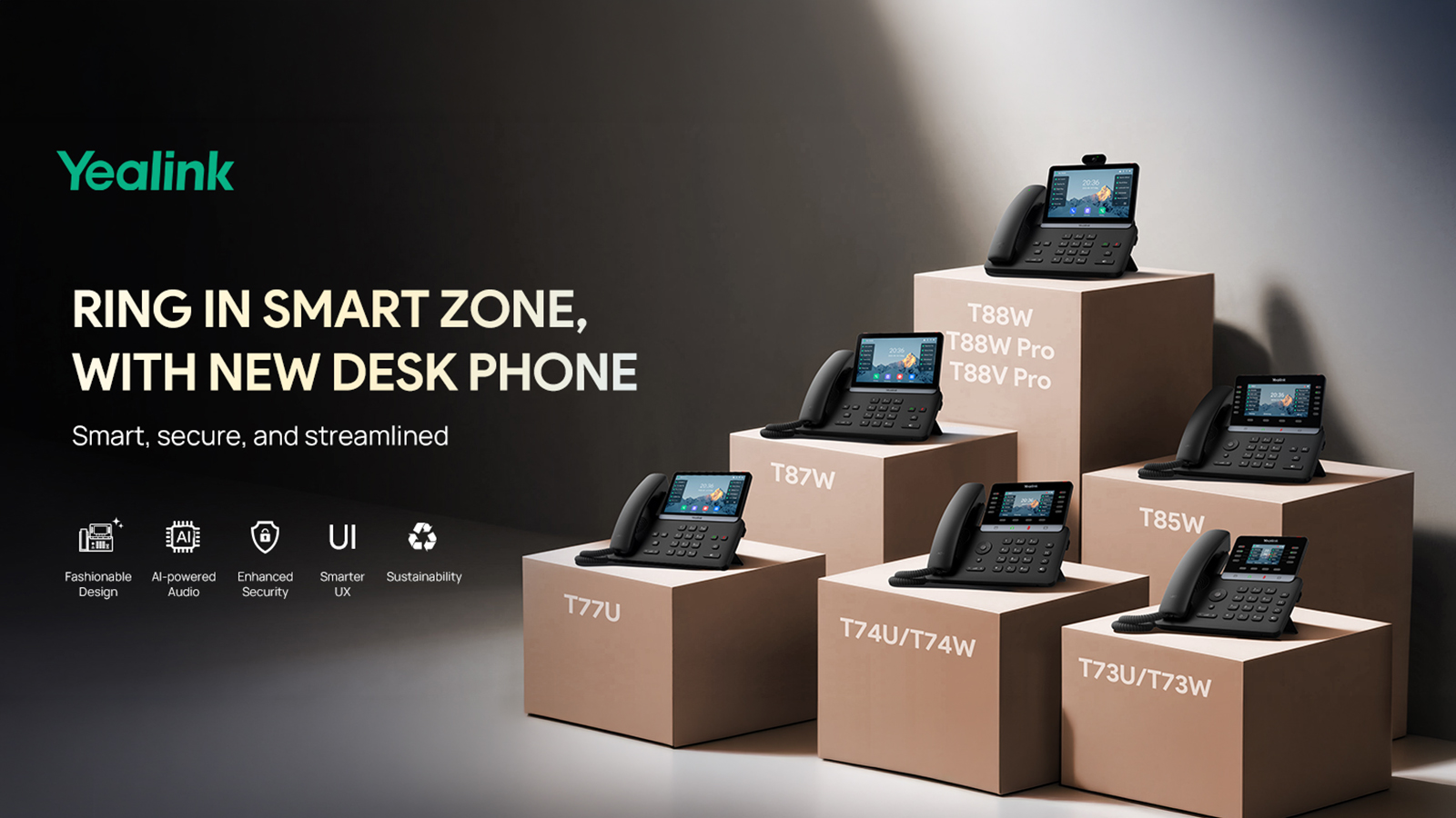 Verschiedene Modelle der Yealink SIP-Telefone